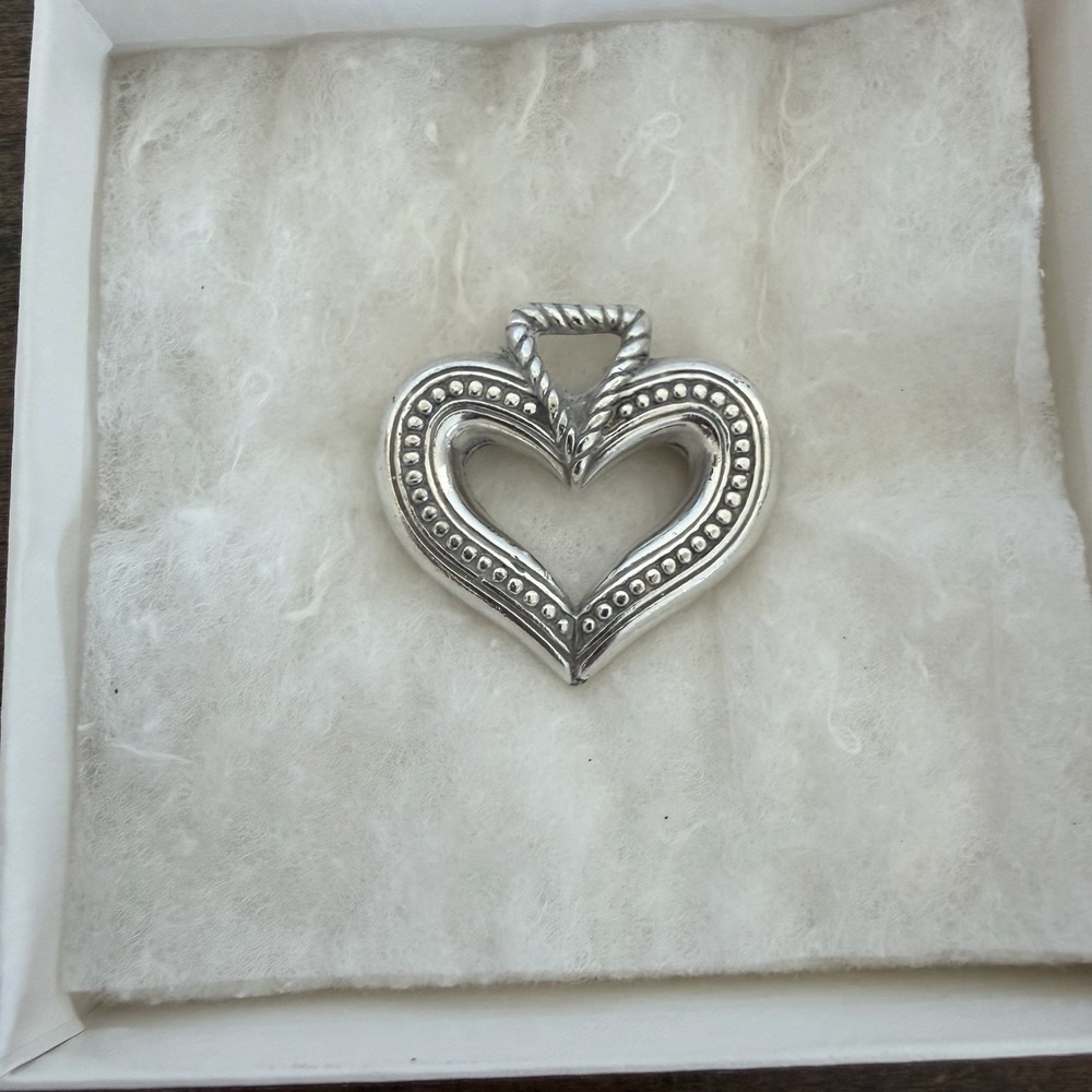 Vintage Sterling Silver Open Heart Pendant 1998 B&C Large‎ Love Charm